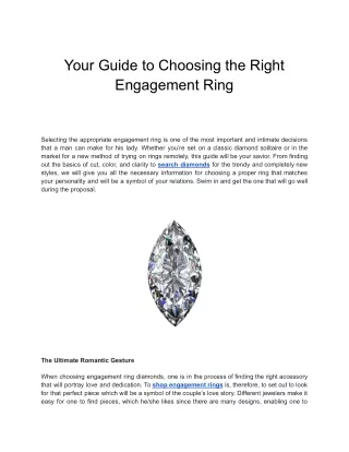 Your Guide to Choosing the Right Engagement Ring