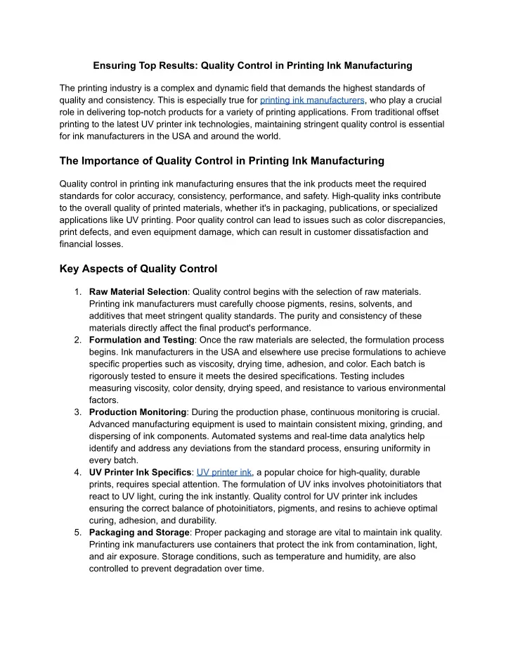 ensuring top results quality control in printing