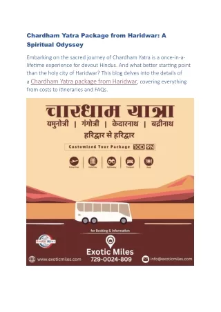 Chardham Yatra Package from Haridwar