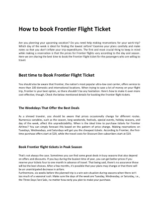 how to book frontier flight ticket