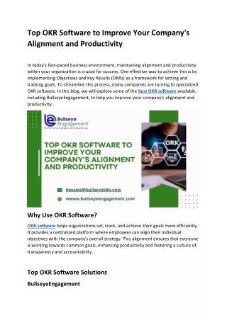 Top OKR Software to Improve Your Company's Alignment and Productivity