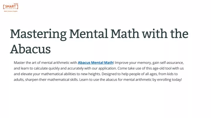 mastering mental math with the abacus