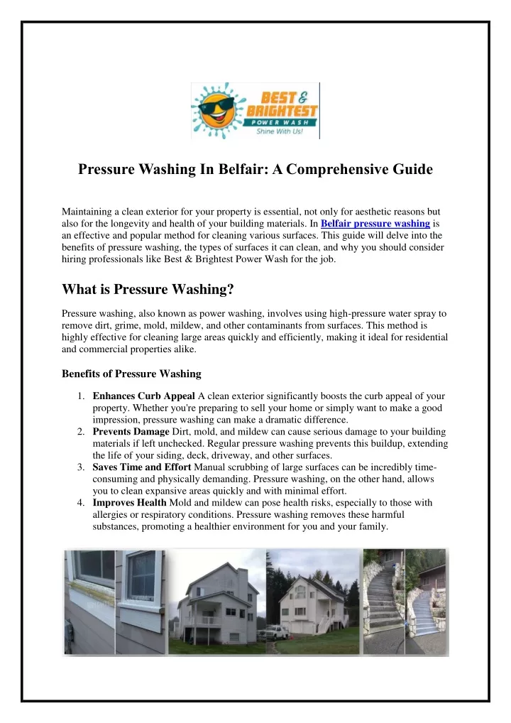 pressure washing in belfair a comprehensive guide