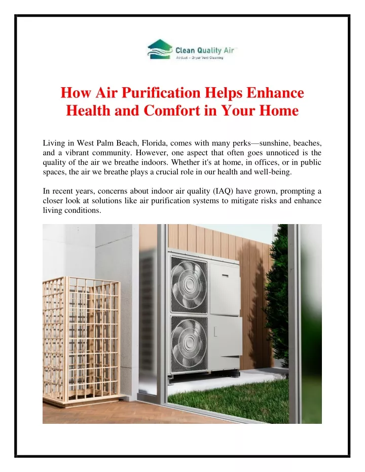 PPT - How Air Purification Helps Enhance Health and Comfort in Your ...