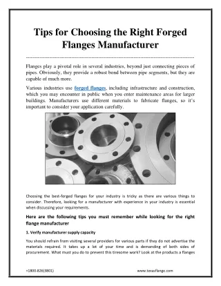 Tips for Choosing the Right Forged Flanges Manufacturer