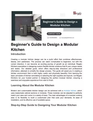 Beginner's Guide to Design a Modular Kitchen