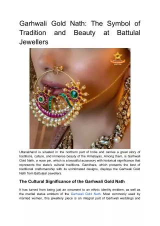 Garhwali Gold Nath_ The Symbol of Tradition and Beauty at Battulal Jewellers