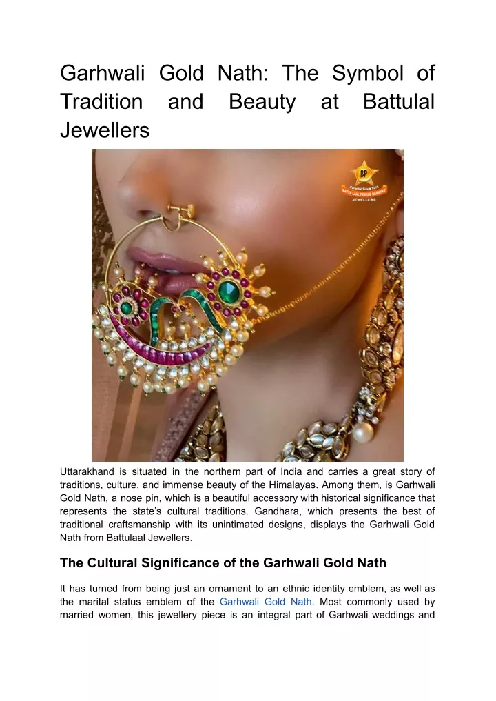 garhwali gold nath the symbol of tradition