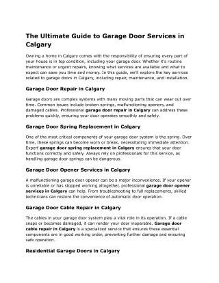 The Ultimate Guide to Garage Door Services in Calgary