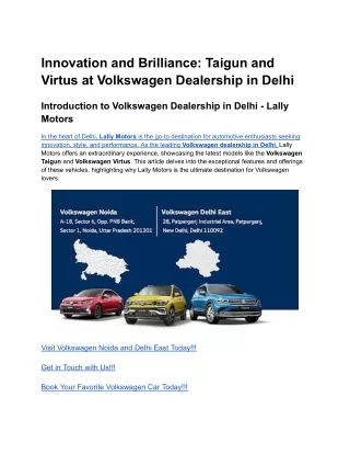 Innovation and Brilliance_ Taigun and Virtus at Volkswagen Dealership in Delhi