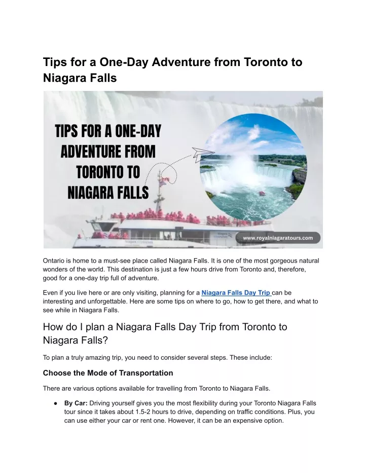 tips for a one day adventure from toronto