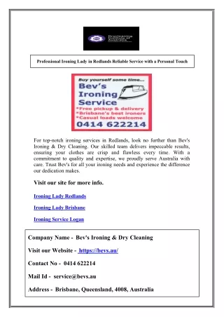 Professional Ironing Lady in Redlands Reliable Service with a Personal Touch