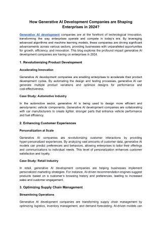 how generative ai development companies