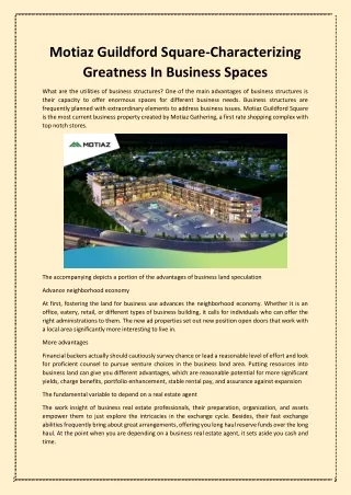 Motiaz Guildford Square-Characterizing Greatness In Business Spaces