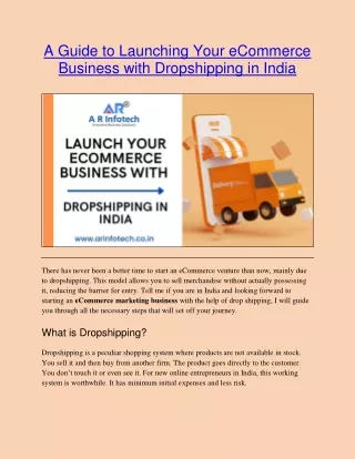 A Guide to Launching Your eCommerce Business with Dropshipping in India