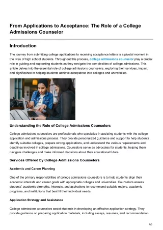 From Applications to Acceptance The Role of a College Admissions Counselor