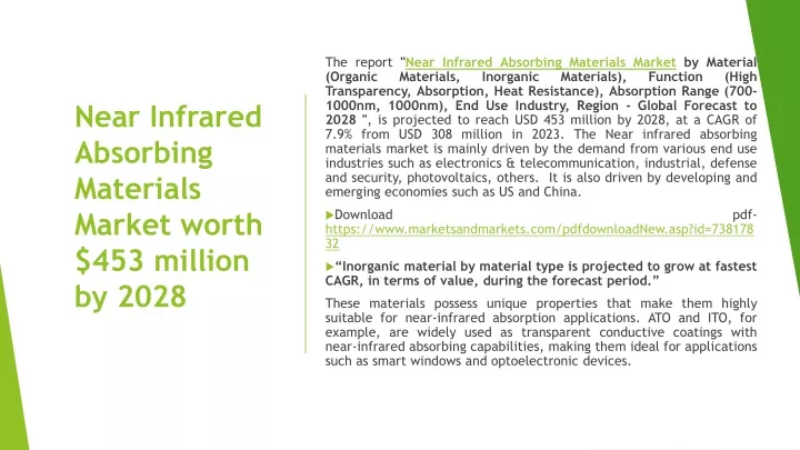 near infrared absorbing materials market worth 453 million by 2028