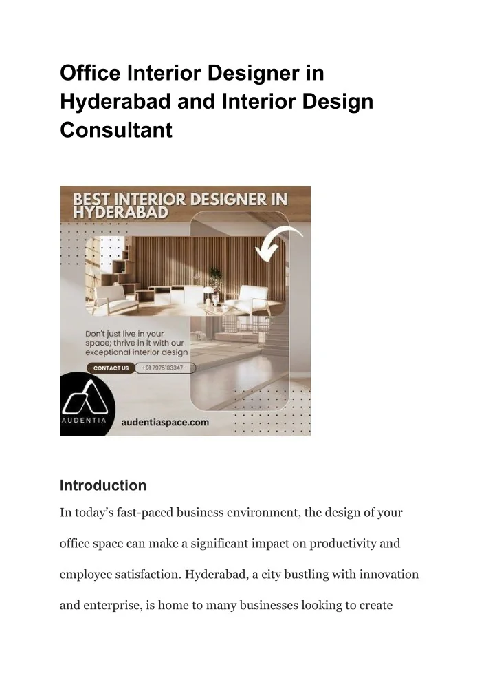PPT - Office Interior Designer in Hyderabad and Interior Design ...