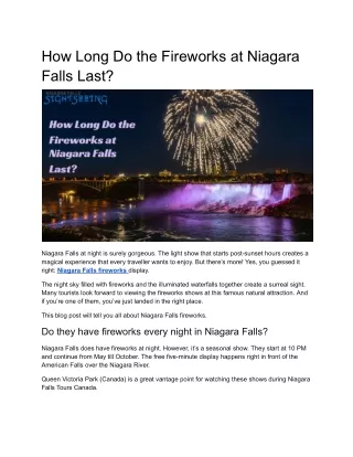 How Long Do the Fireworks at Niagara Falls Last