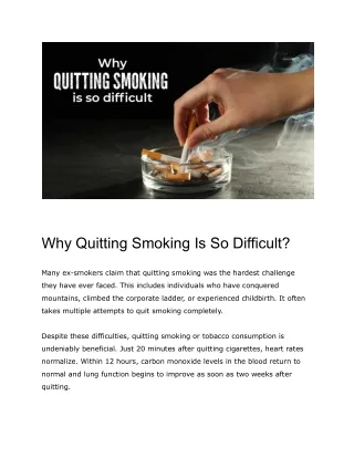 why quitting smoking is so difficult