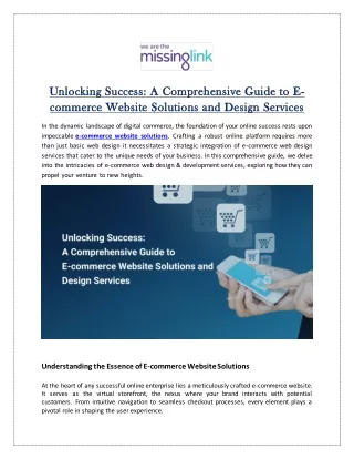 Unlocking Success A Comprehensive Guide to E-commerce Website Solutions and Design Services