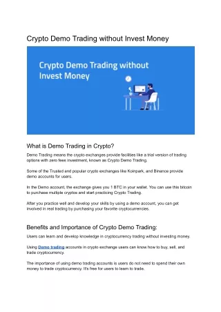 Crypto Demo Trading without Invest Money