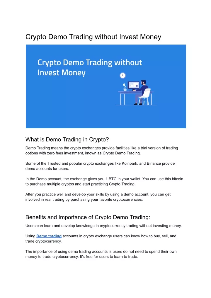 crypto demo trading without invest money