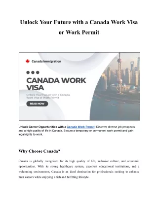unlock your future with a canada work visa