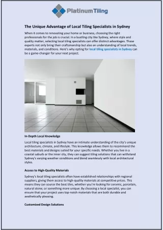 the unique advantage of local tiling specialists