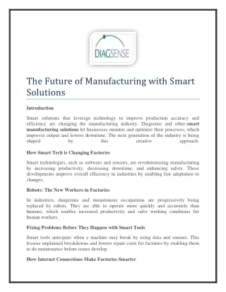 The Future of Manufacturing with Smart Solutions