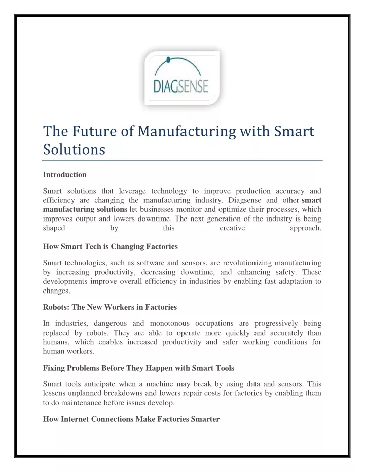 the future of manufacturing with smart solutions