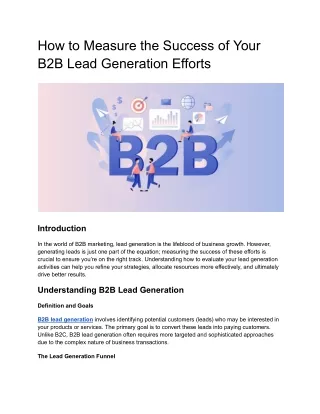 How to Measure the Success of Your B2B Lead Generation Efforts