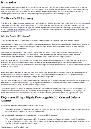 The Significance of Employing a Highly Knowledgeable DUI Criminal Defense Lawyer