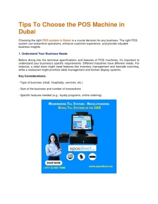 Tips To Choose the POS Machine in Dubai