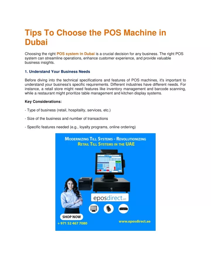 tips to choose the pos machine in dubai