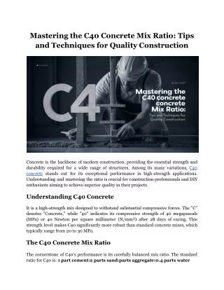 mastering the c40 concrete mix ratio tips
