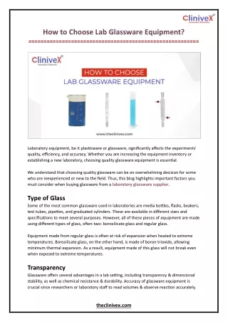 How to Choose Lab Glassware Equipment