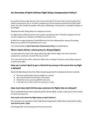 A Quick Guide for Spirit Flight Delay Compensation Policy