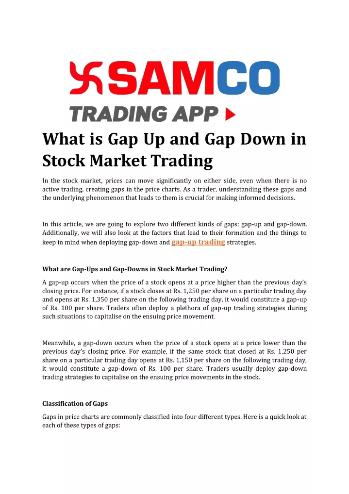 what is gap up and gap down in stock market