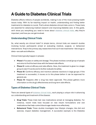 A Guide to Diabetes Clinical Trials