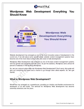 Wordpress Web Development Everything You Should Know