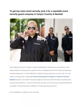 to get top class event security pick