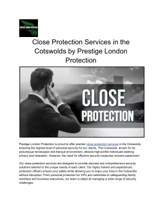 Close protection services Cotswolds