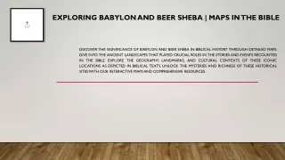Exploring Babylon and Beer Sheba | Maps in the Bible