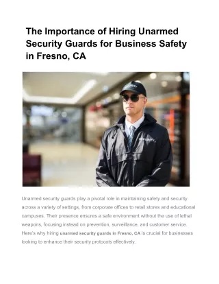the importance of hiring unarmed security guards