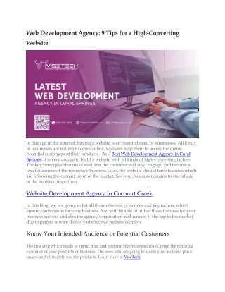 web development agency 9 tips for a high