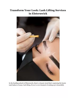 Transform Your Look Lash Lifting Services in Elsternwick