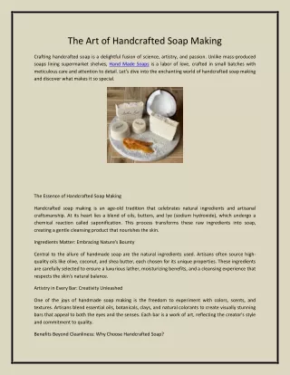The Art of Handcrafted Soap Making