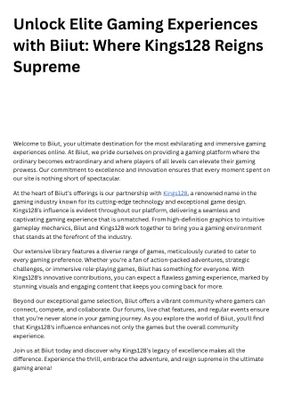 Unlock Elite Gaming Experiences with Biiut Where Kings128 Reigns Supreme