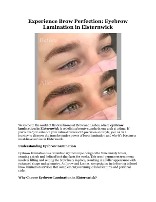 Experience Brow Perfection Eyebrow Lamination in Elsternwick